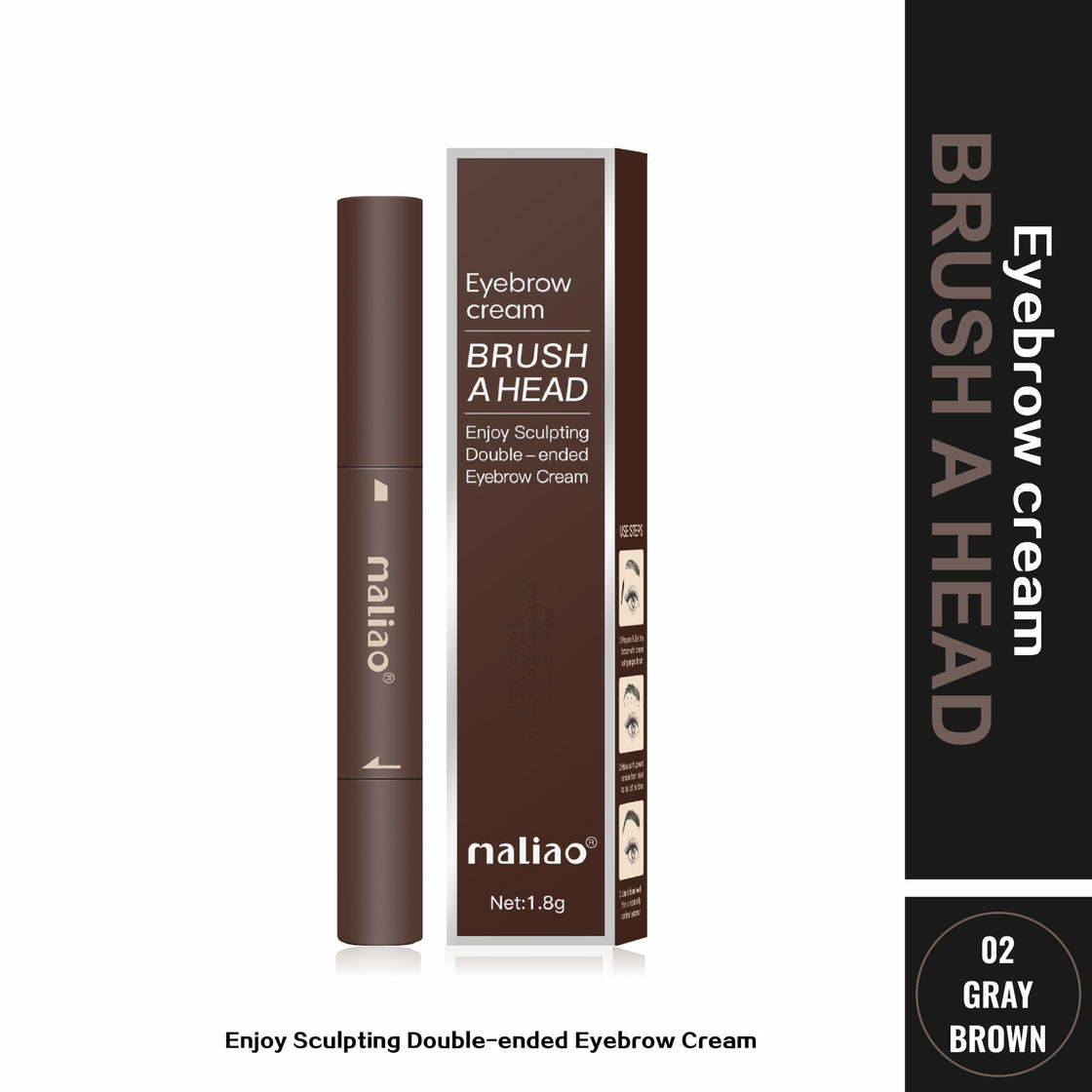 Maliao Double-Ended Eyebrow Cream Brush - Precision for Perfect Brows