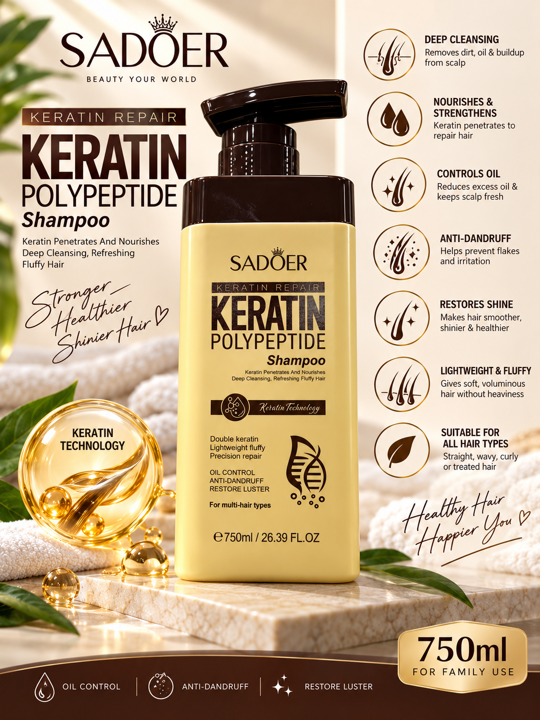 Sadoer Keratin Polypeptide Shampoo