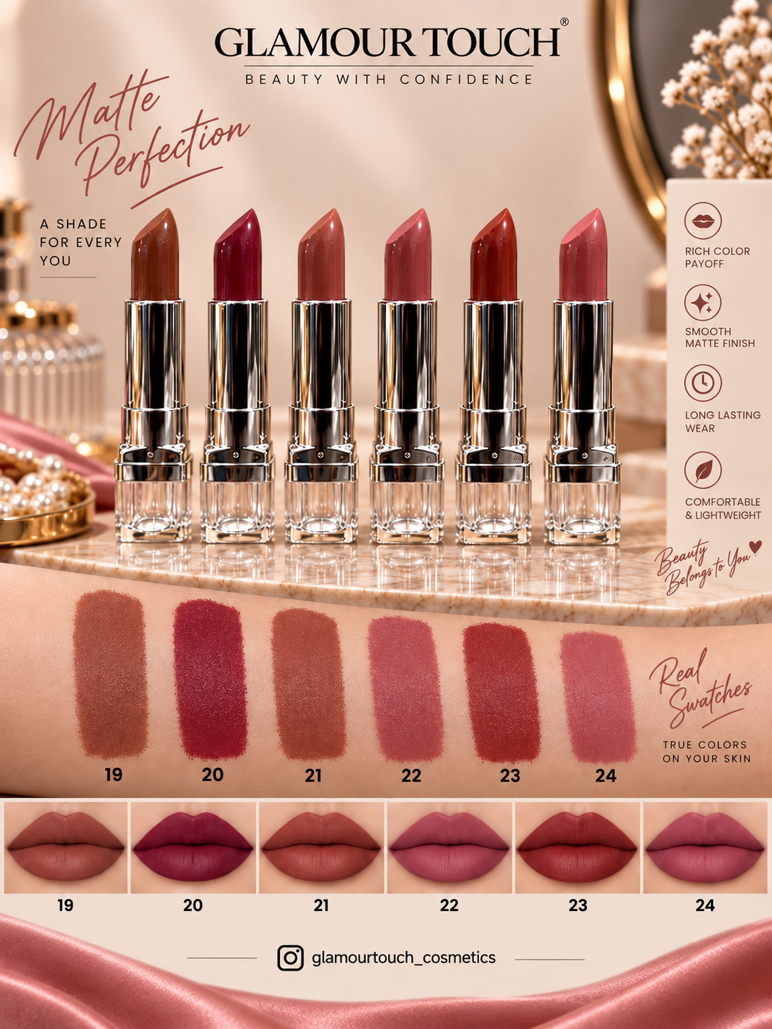 Glamour Touch Matte Lipstick