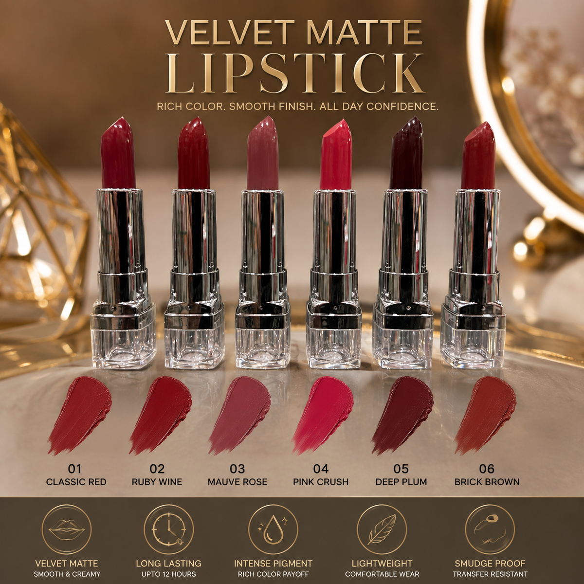 Glamour Touch Matte Lipstick