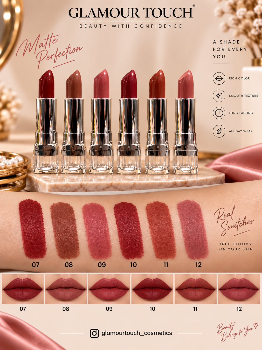 Glamour Touch Matte Lipstick