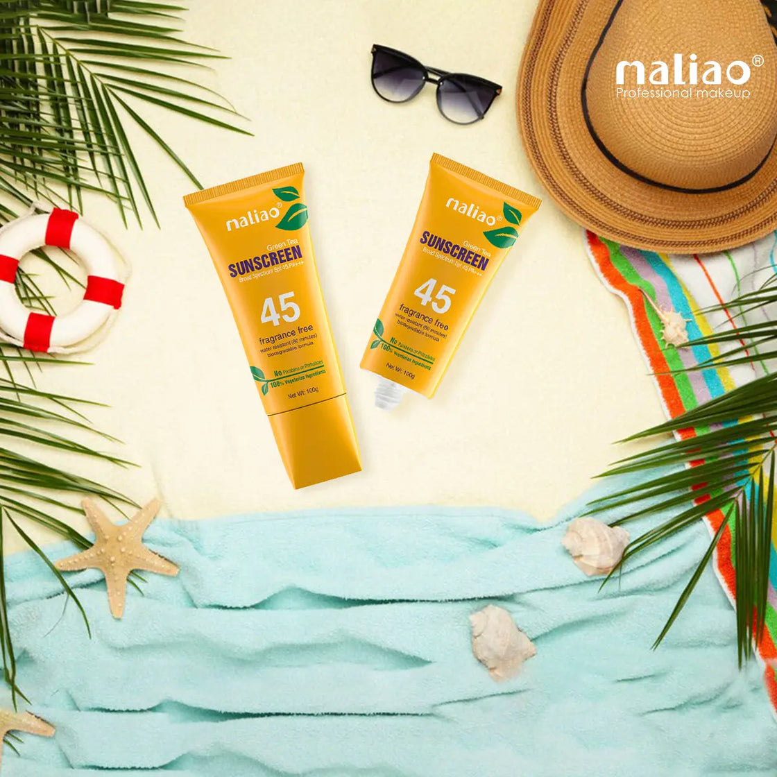 Maliao Green Tea SPF 45PA+++ Water-Resistant Sunscreen - UV Protection for Skin Care