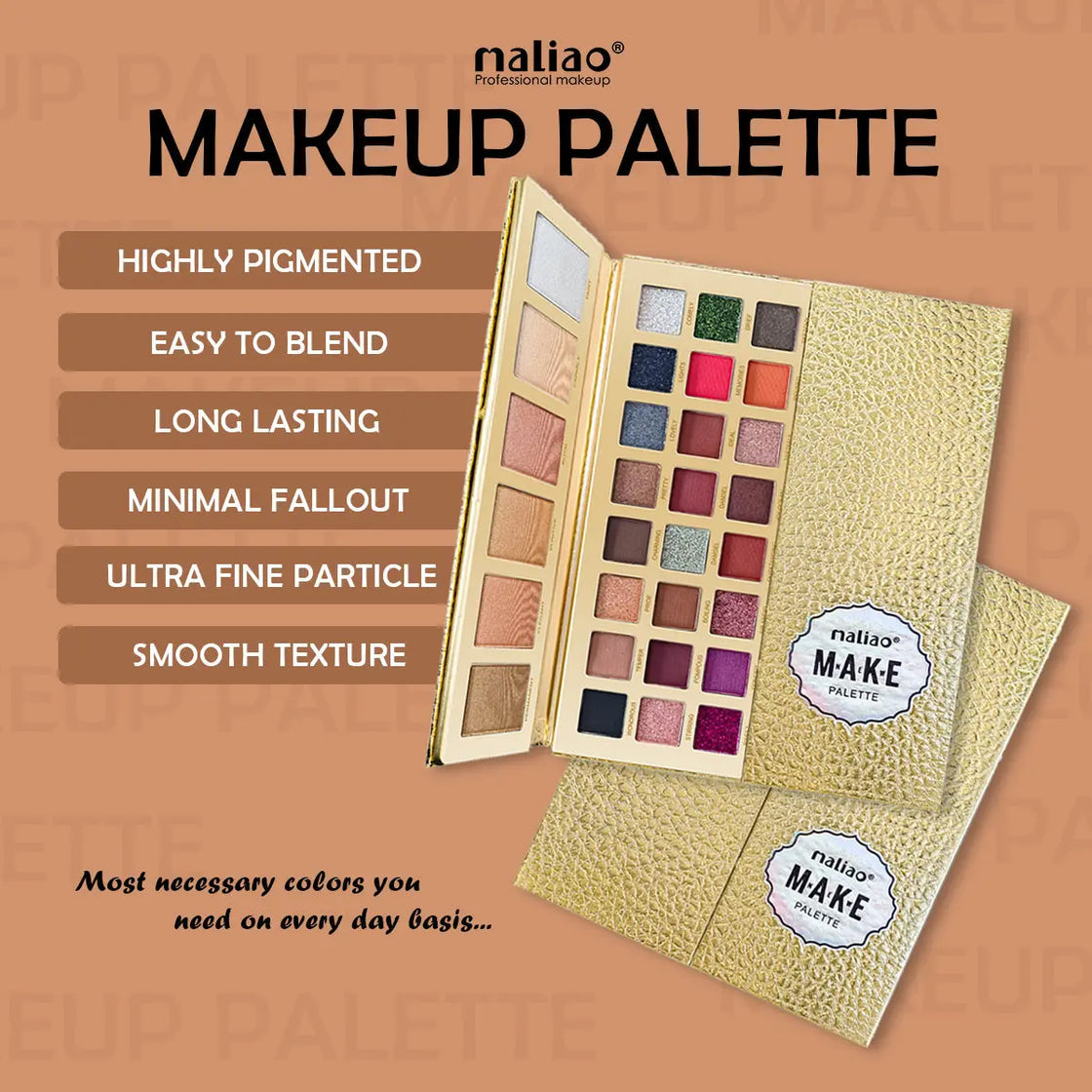Maliao Professional 60 Color Makeup Eyeshadow Palette – Highly Pigmented, Long-Lasting, Easy to Blend Eyeshadow for Daily Use
