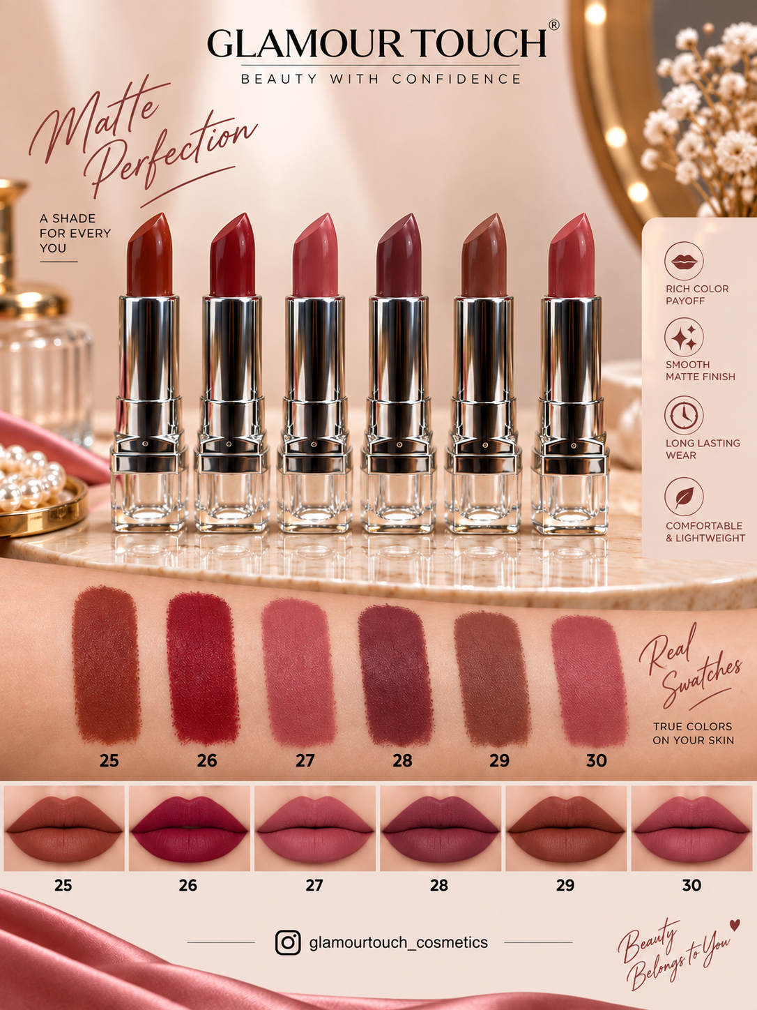 Glamour Touch Matte Lipstick