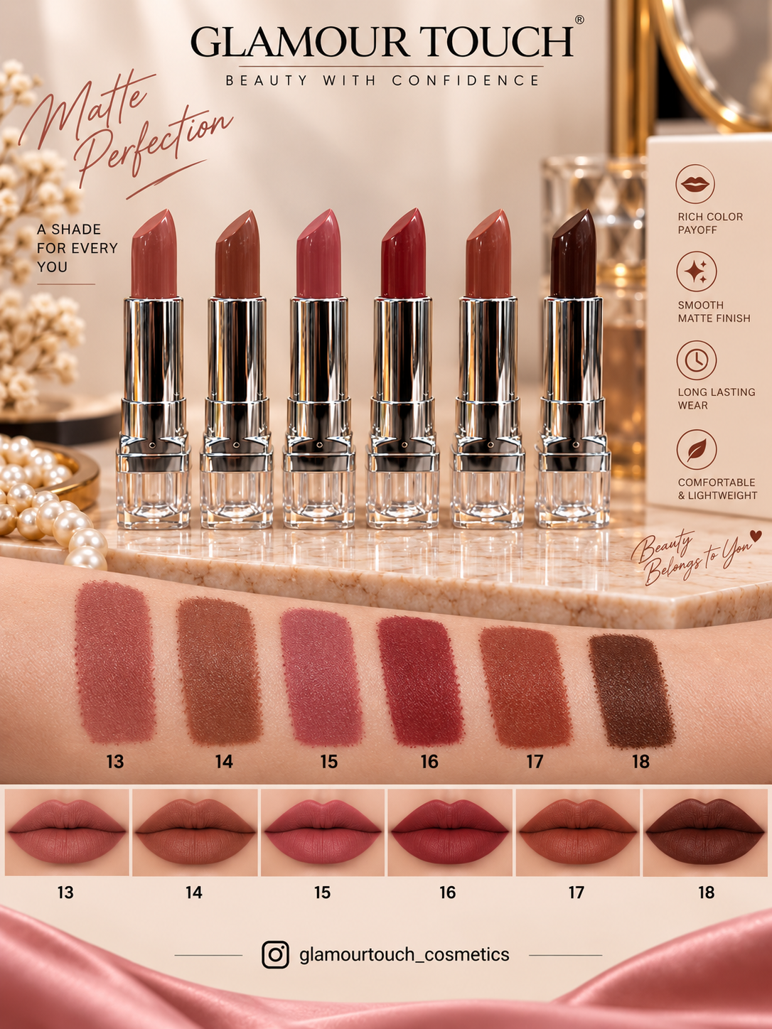 Glamour Touch Matte Lipstick