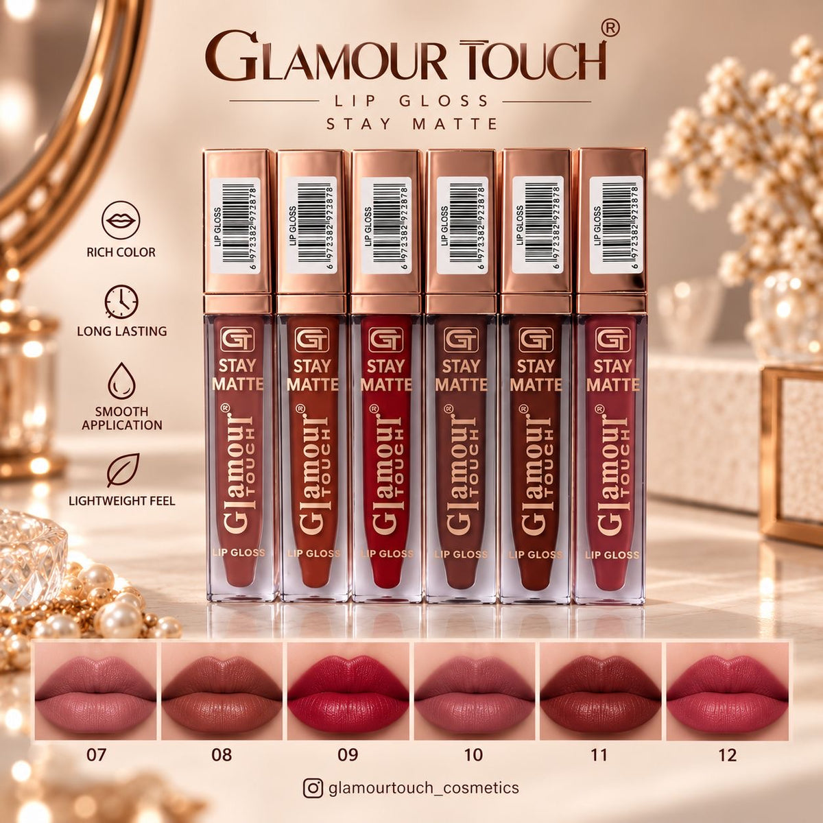 Glamourtouch Matte Lipgloss | Longlasting | Waterproof