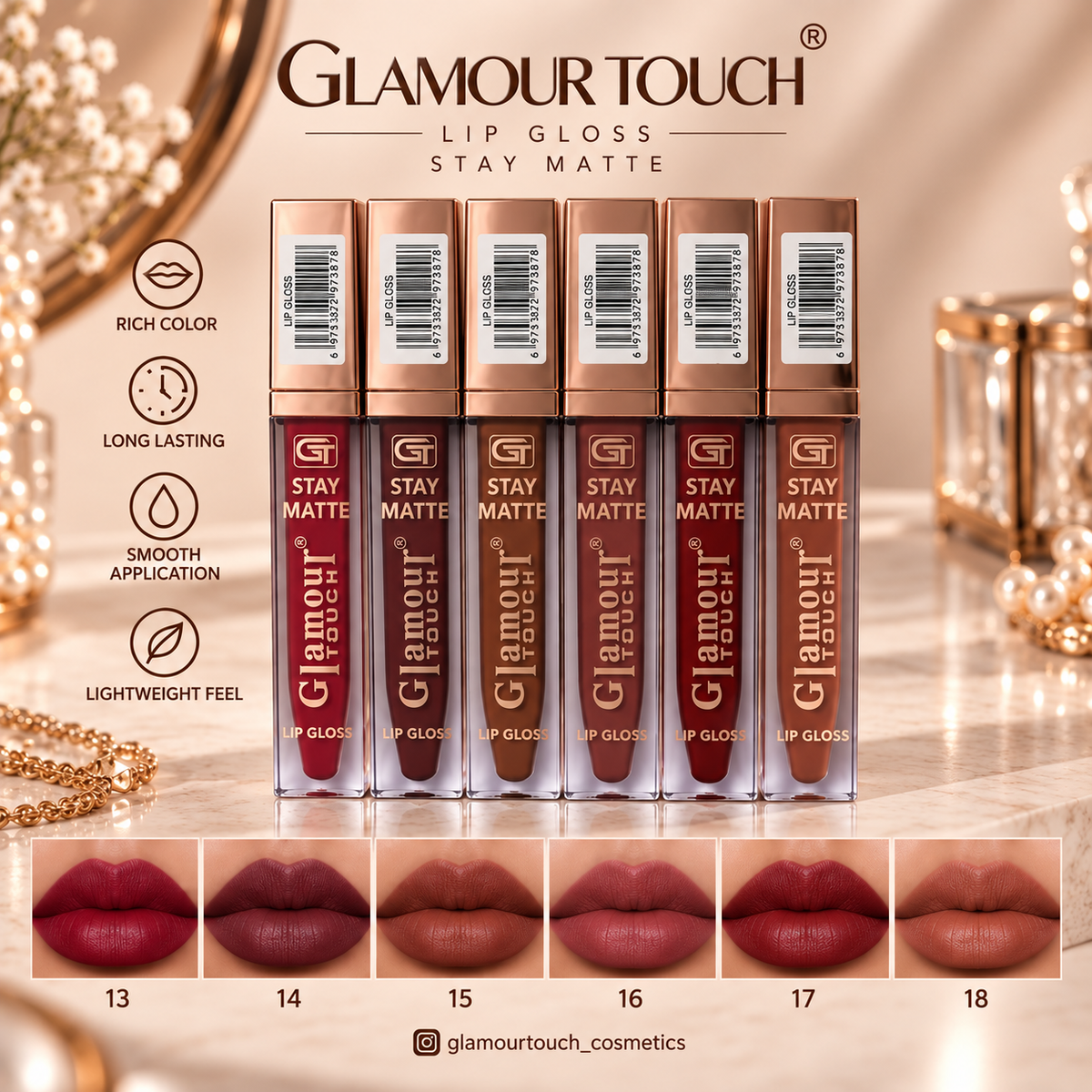 Glamourtouch Matte Lipgloss | Longlasting | Waterproof