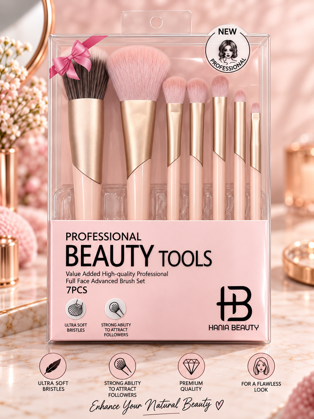 Hania Beauty 7 Pcs Brush Set | HB-44