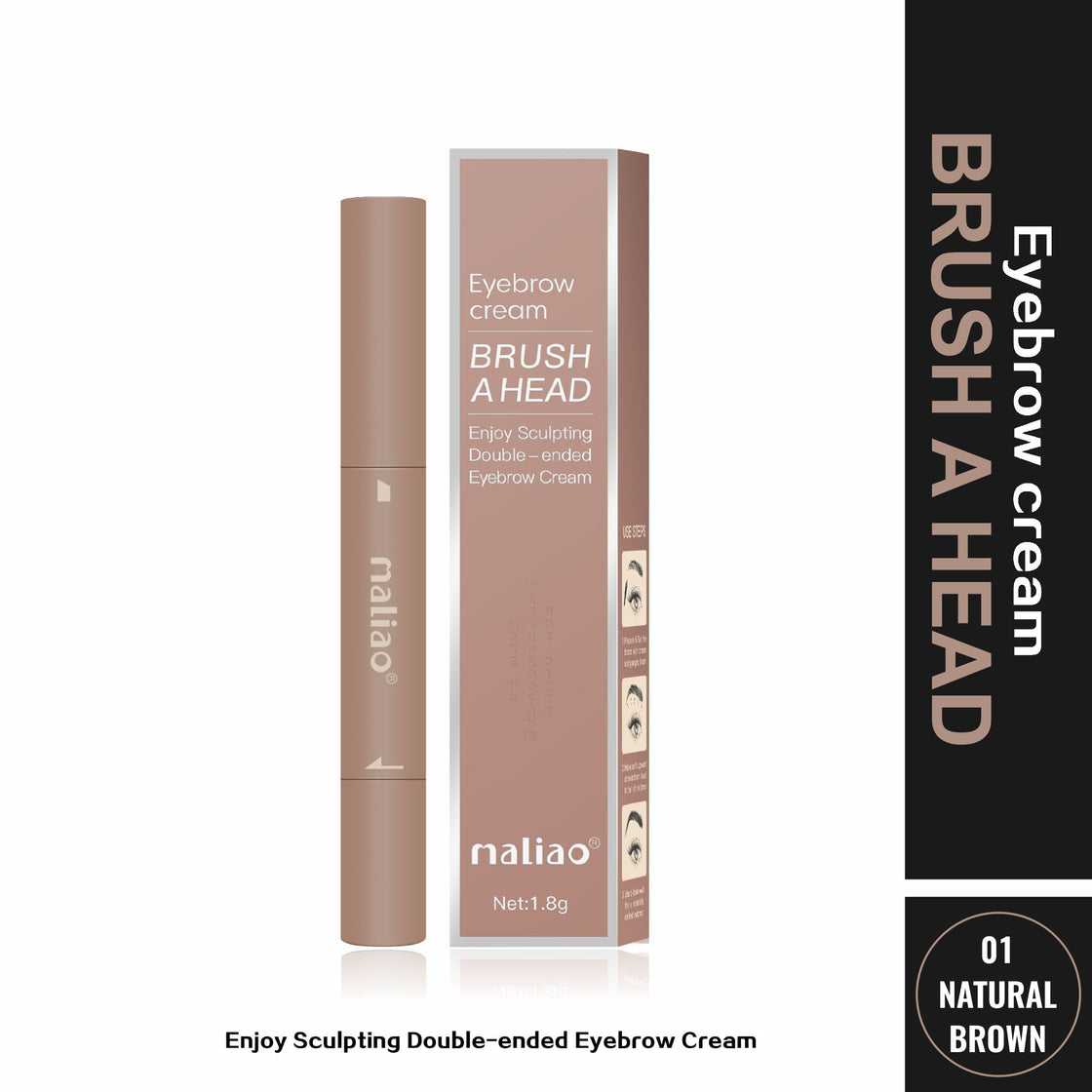 Maliao Double-Ended Eyebrow Cream Brush - Precision for Perfect Brows