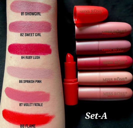 Miss Rose Bullet Matte Lipstick Set